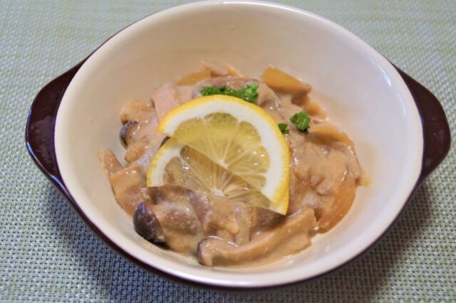 魚ときのこの豆乳クリーム
