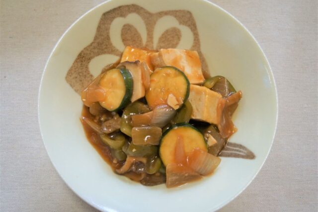 豆腐と夏野菜の甘酢餡