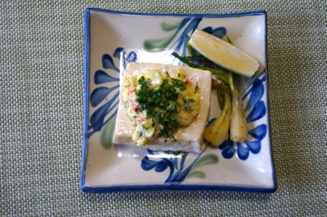 蒸し豆腐の豆乳マヨソース