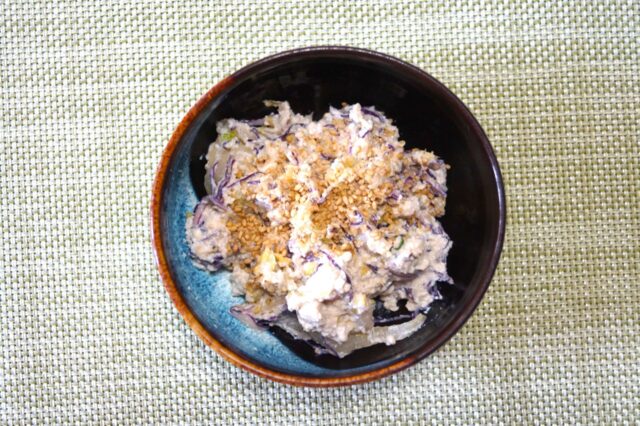 白菜と紫キャベツの白和え