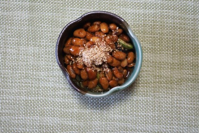 ナスとオクラの納豆味噌
