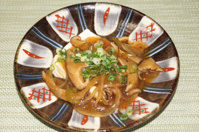 蒸し豆腐の甘酢あんかけ