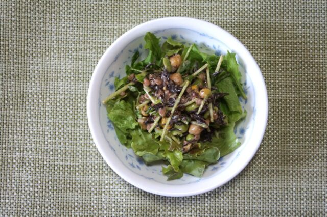高きびとひじきと豆のマスタードサラダ