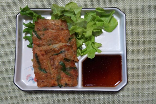納豆とニラのチヂミ