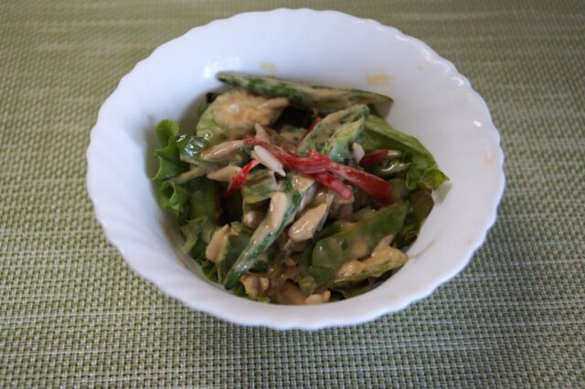 オクラとうりずん豆のナッツマヨ和え