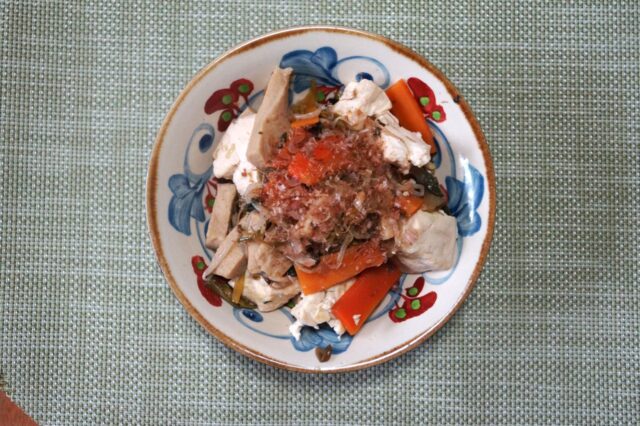 ニンニク塩麴の豆腐チャンプルー