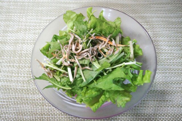 水菜サラダ 豆乳柚子胡椒ドレッシング