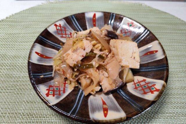 豆腐とキャベツの味噌炒め