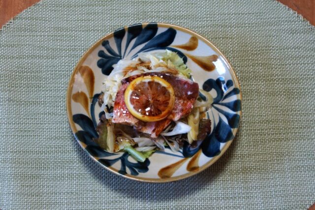 魚とネギのレモン醤油蒸し