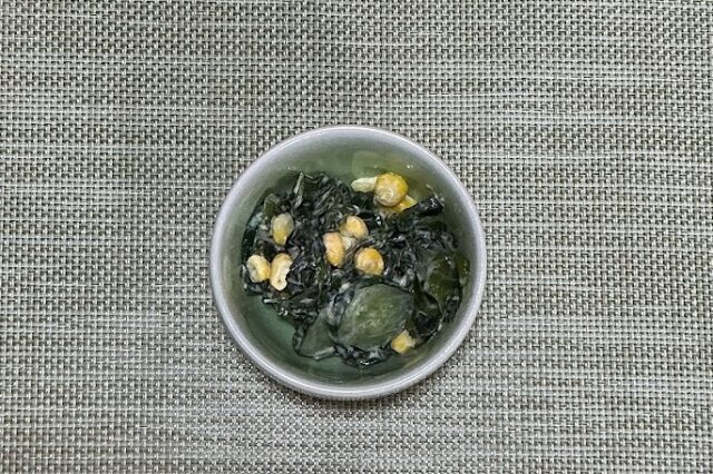 ワカメときゅうりとコーンのワサビマヨ和え⭐︎