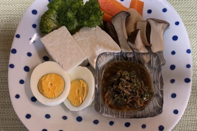 豆腐と卵と蒸し野菜の香味ダレ⭐︎