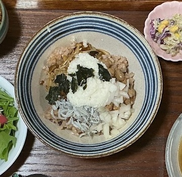 納豆味噌のネバネバ丼(しらす入り)