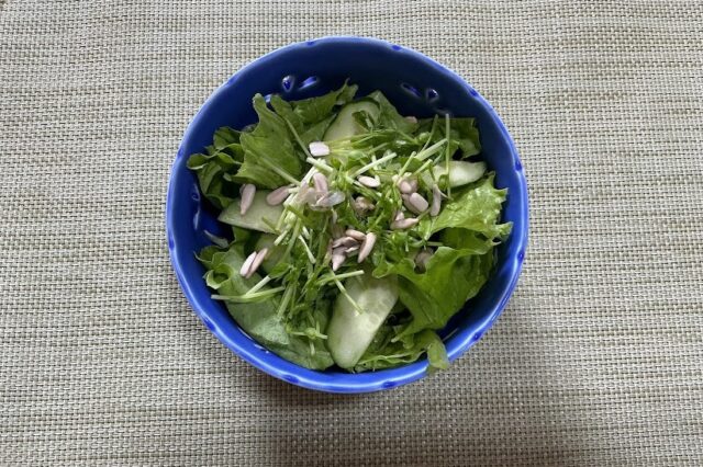 ヒマワリの種入り野菜サラダ《豆乳大葉ドレ》
