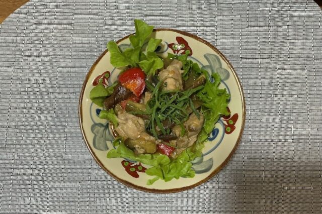 鶏とナスの味噌炒め