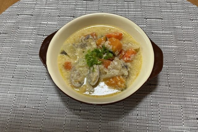 あさりとたっぷり野菜のクラムチャウダー⭐︎