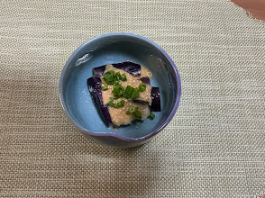 蒸しナスの酢味噌かけ