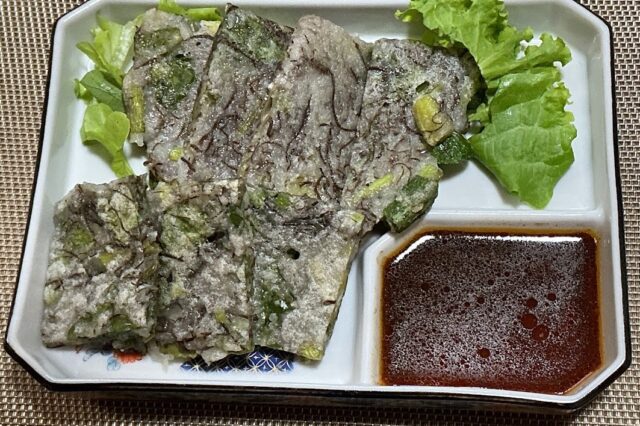 もずくとからし菜のチヂミ