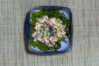 ひじきと豆のワサビマヨ和え