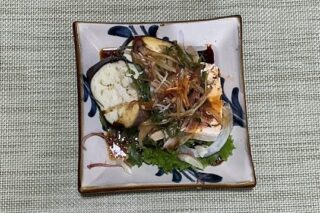 薬味たっぷり蒸しナスのたたき風