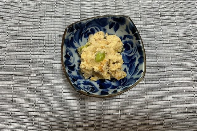 おからとカボチャと豆の味噌マヨ和え