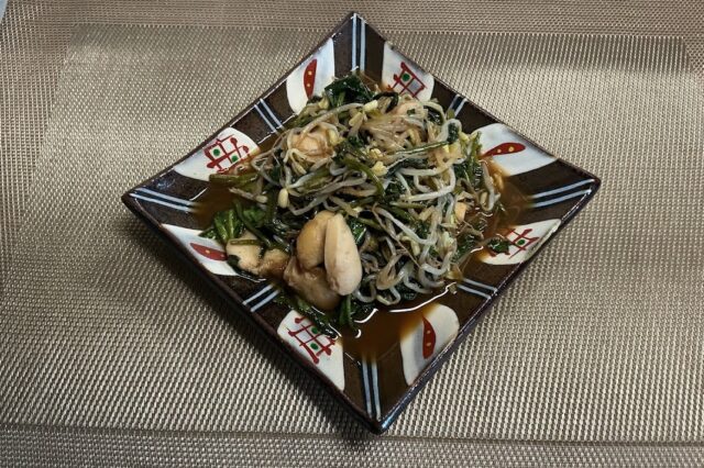イカと空芯菜の醤油麹炒め